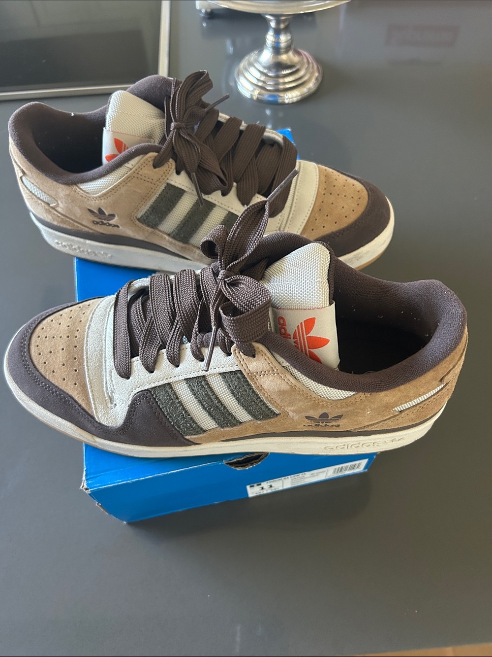 adidas Men’s Brown and Tan Suede Low-Top Sneakers